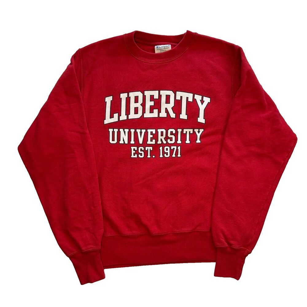 Champion Reverse Weave Vintage Liberty University Sweatshirt Red Size S Small